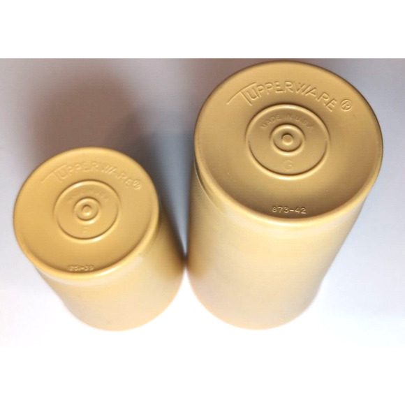 Vintage Tupperware Drinking Cups, 4 Small & 4 Large, Yellow Orange Brown Plastic - Picture 2 of 2